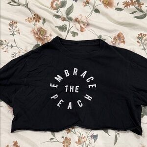 Source Unknown Black Crop Top with White Print